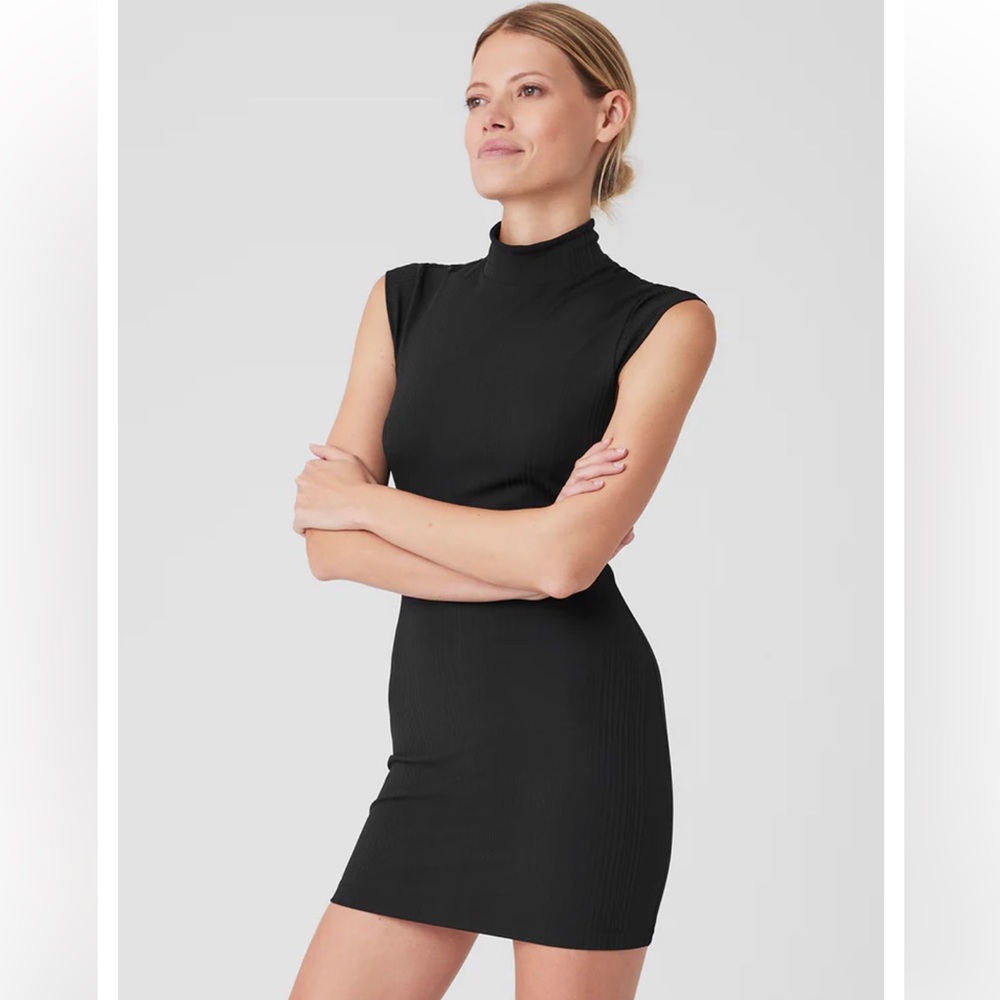 ALO Yoga Black Sleeveless Mini Dress